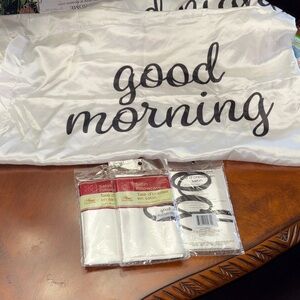 Home Collection White Satin Pillowcase Trio with 'Good Morning' Design